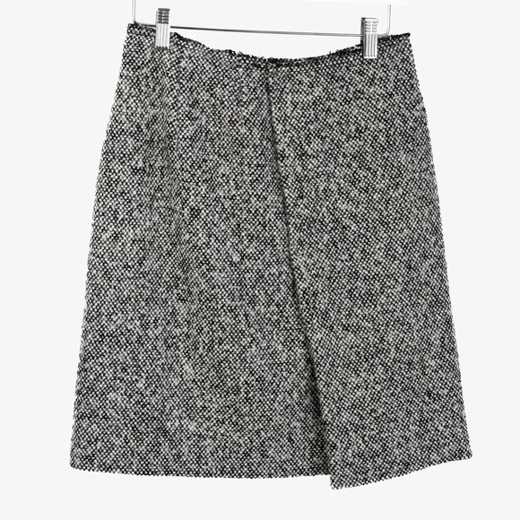 Prada Miu Miu Black White Wool Tweed Wrap Skirt - Picture 2 of 7